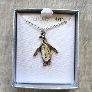 Sterling Silver Penguin Initial A Necklace
